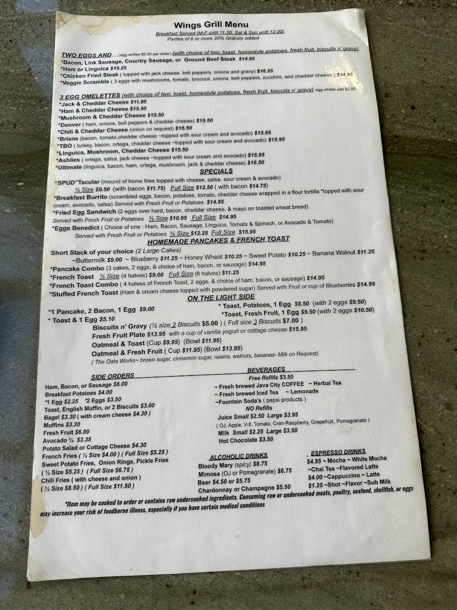 Menu Wings Grill & Espresso Bar-10
